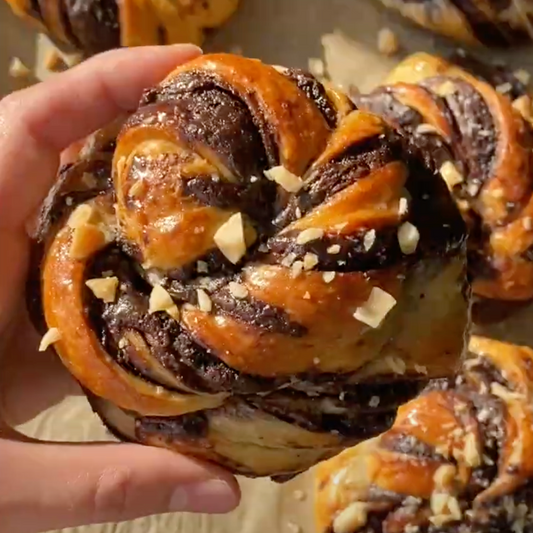 Brioche buns with cocoa and macadamia nut cream 🌰🍁🍯🥮